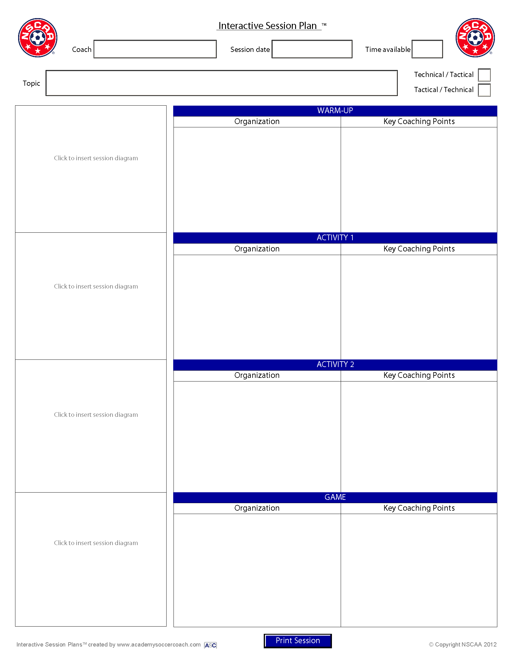 Interactive Session Plans™ – Academy Soccer Coach | Asc Pertaining To Coaches Report Template