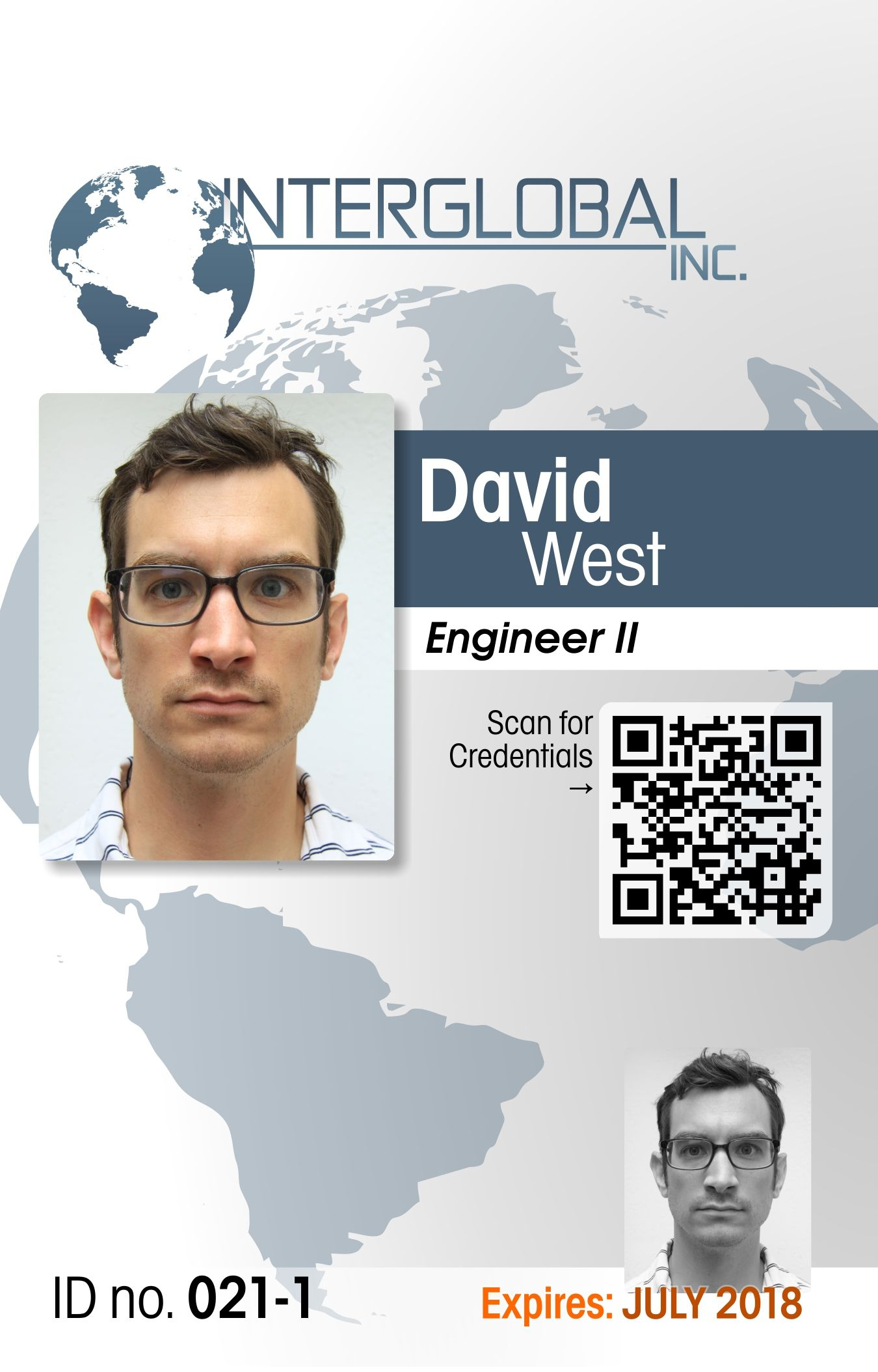 Interglobal Portrait Id Card With Qr Code Credential In Portrait Id Card Template