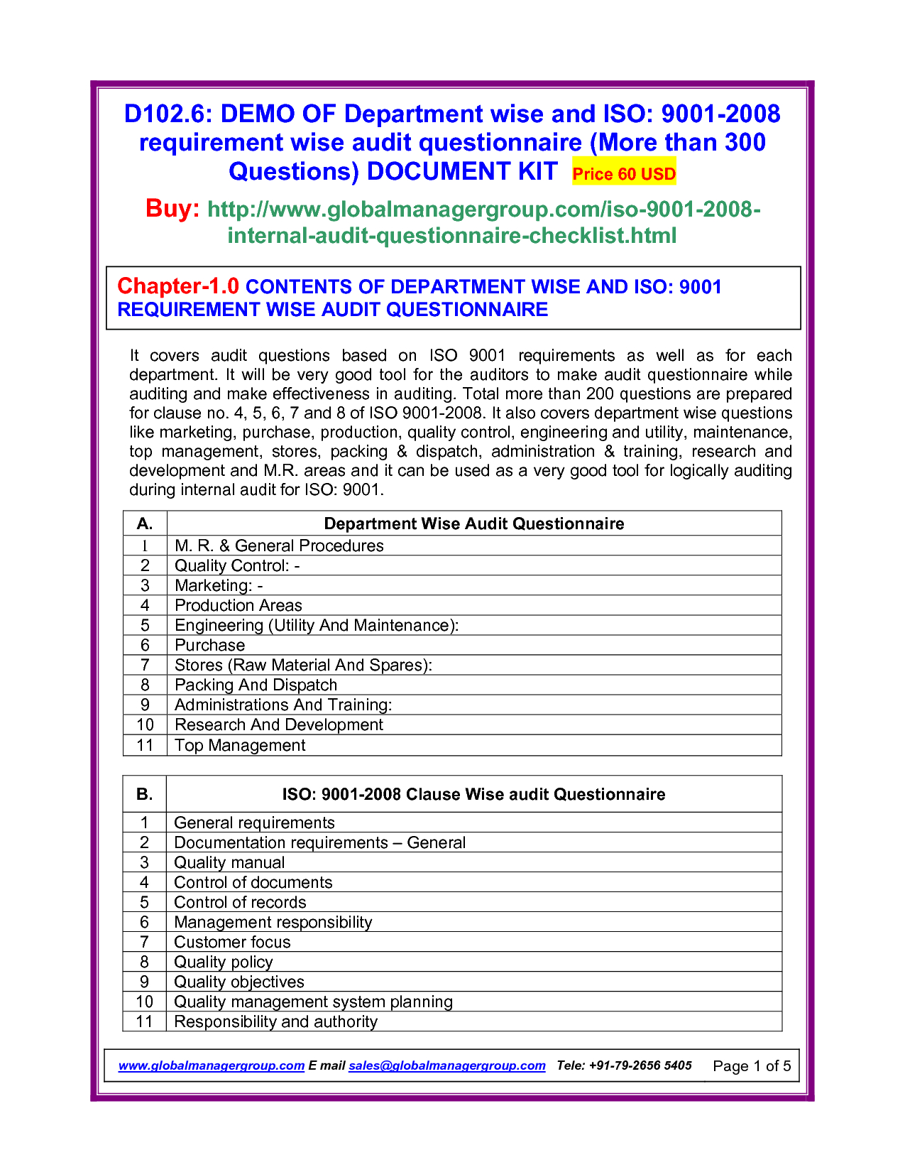 Internal Quality Management System Audit Checklist Iso 9001 Inside Internal Audit Report Template Iso 9001