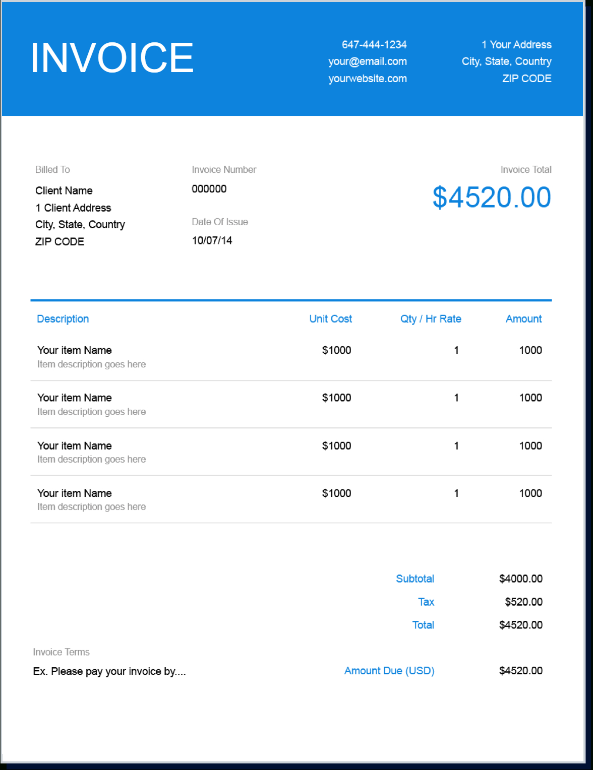 Invoice Template | Create And Send Free Invoices Instantly For Free Downloadable Invoice Template For Word