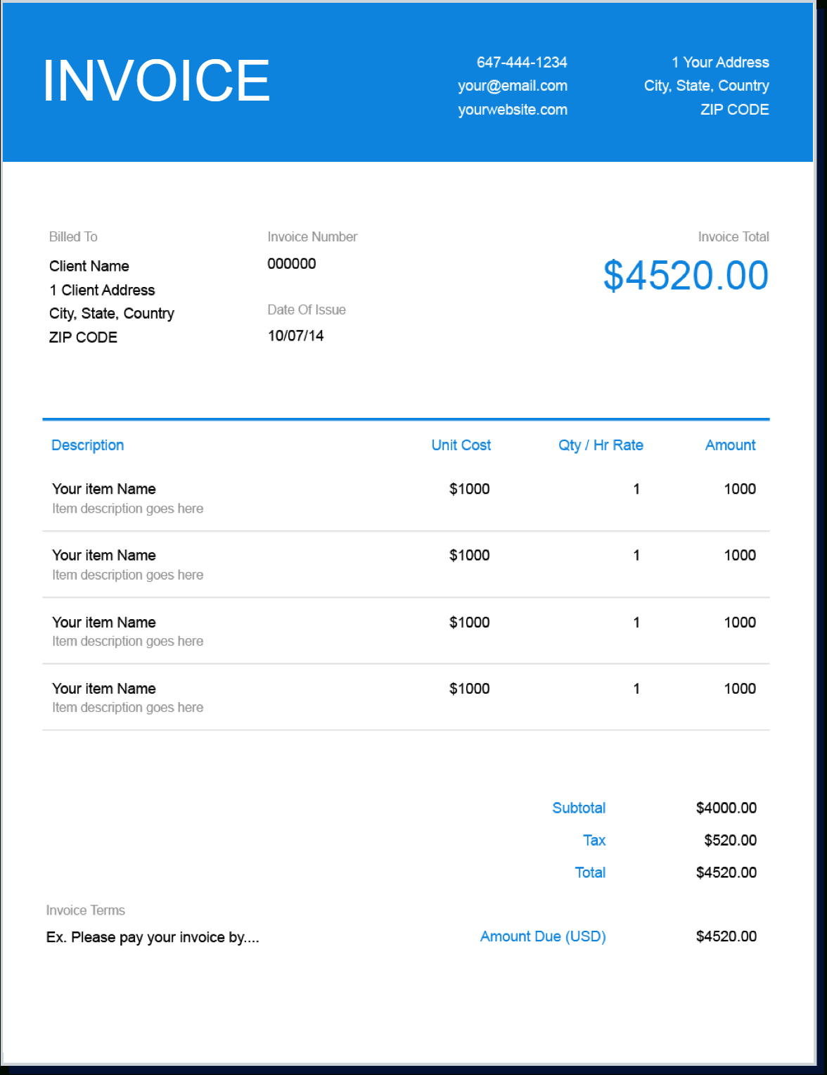 Invoice Template | Create And Send Free Invoices Instantly With Web Design Invoice Template Word