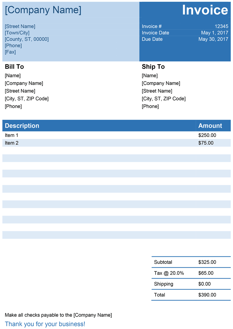 Invoice Template For Word - Free Simple Invoice For Free Invoice Template Word Mac