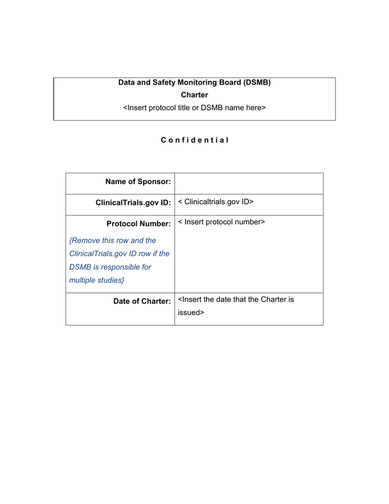 Is There A Template For The Charter For A New Data Safety With Dsmb Report Template