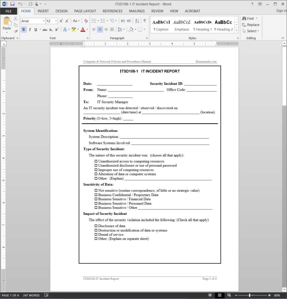 It Incident Report Template | Itsd108 1 For Computer Incident Report Template