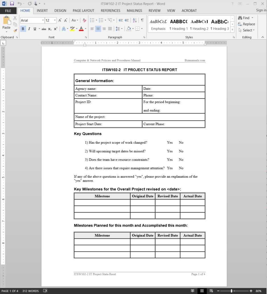 It Project Status Report Template | Itsw102 2 Regarding Daily Status Report Template Software Development