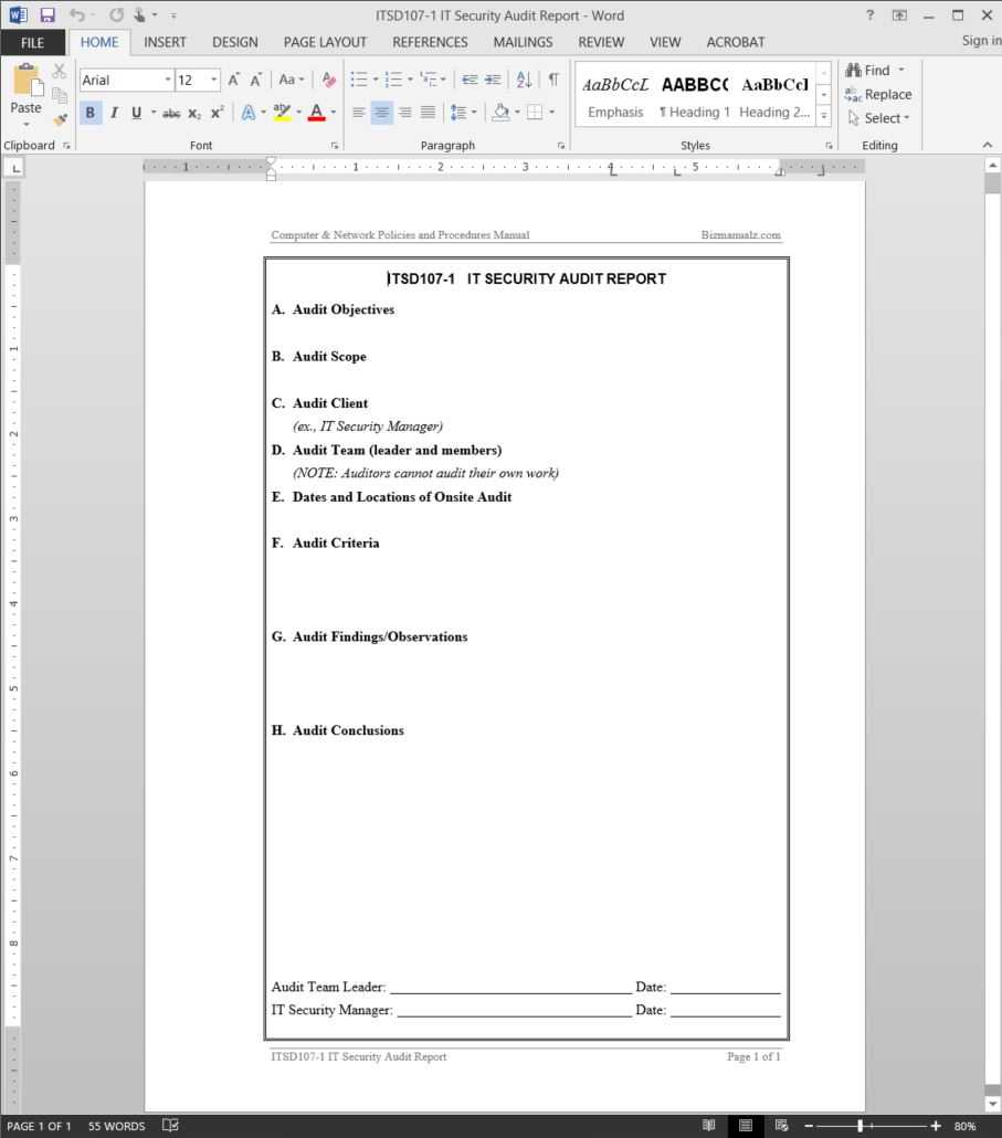 It Security Audit Report Template | Itsd107 1 In Information Security Report Template