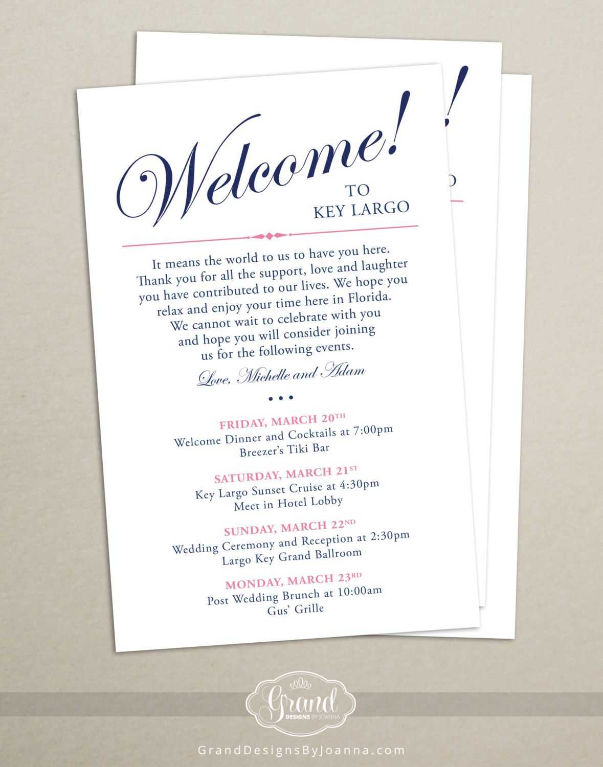 Itinerary Cards For Wedding Hotel Welcome Bag – Printed With Regard To Wedding Hotel Information Card Template