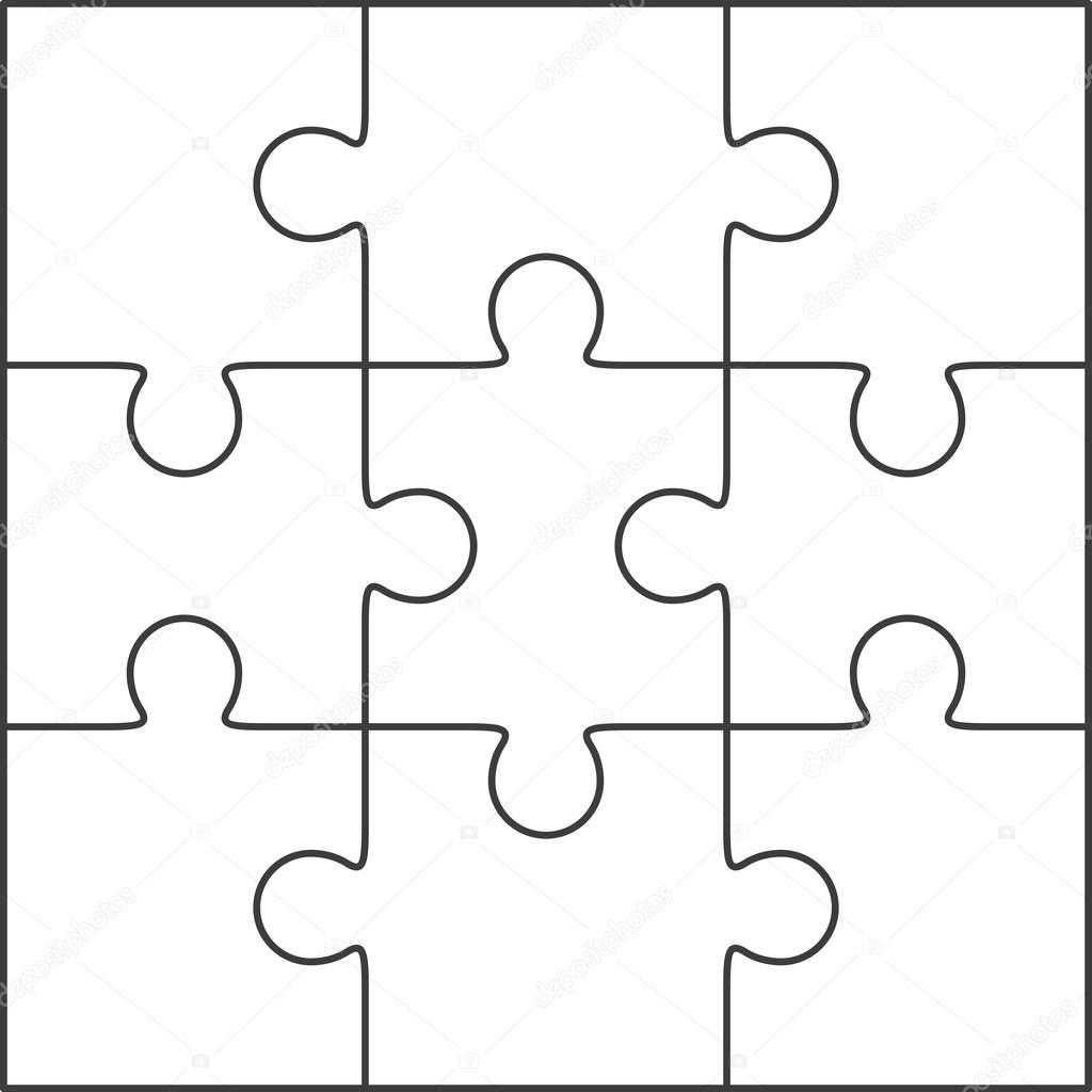 Jigsaw Puzzle Blank Template 3X3 — Stock Vector © Binik1 Throughout Blank Jigsaw Piece Template