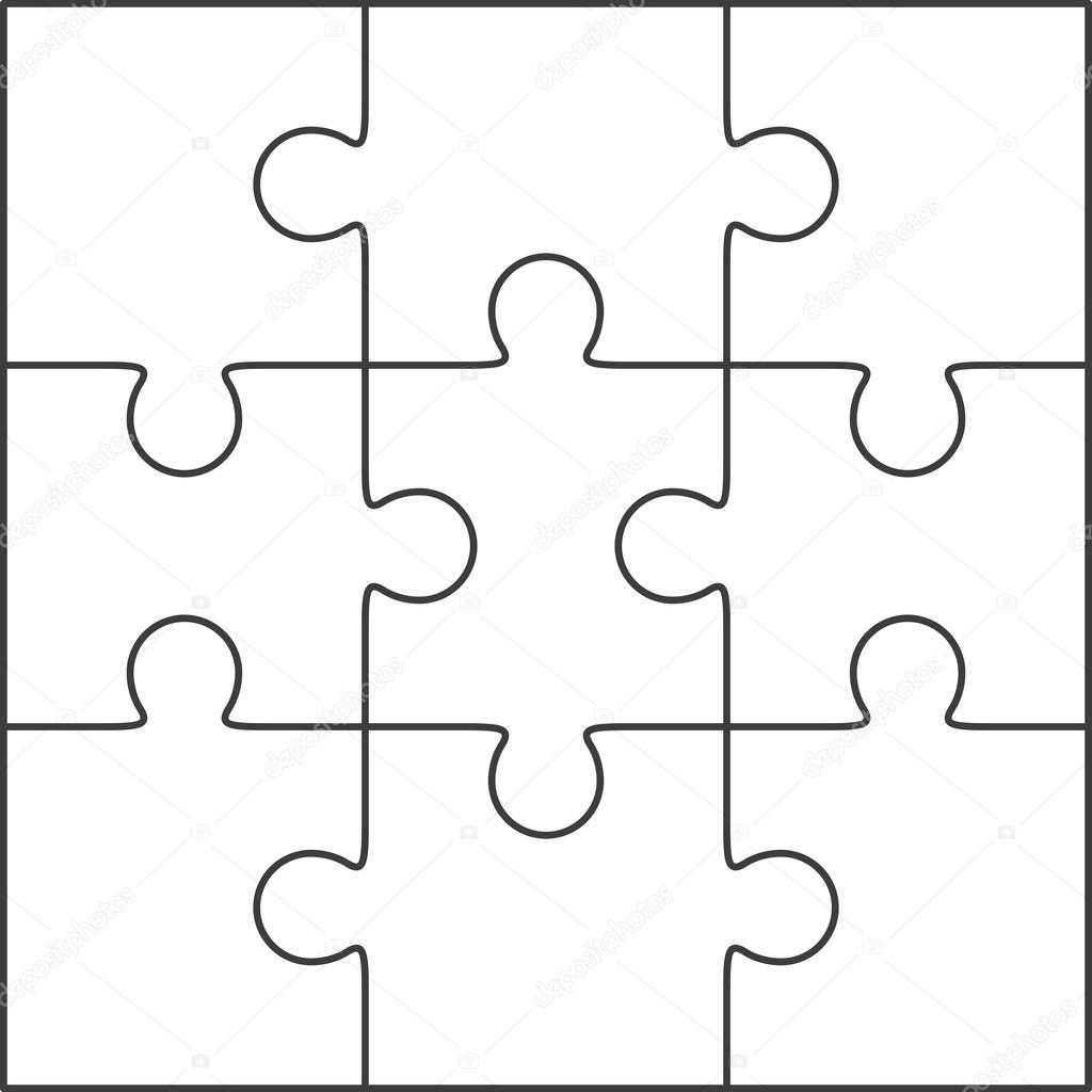 Jigsaw Puzzle Blank Template 3X3 — Stock Vector © Binik1 Throughout Blank Jigsaw Piece Template