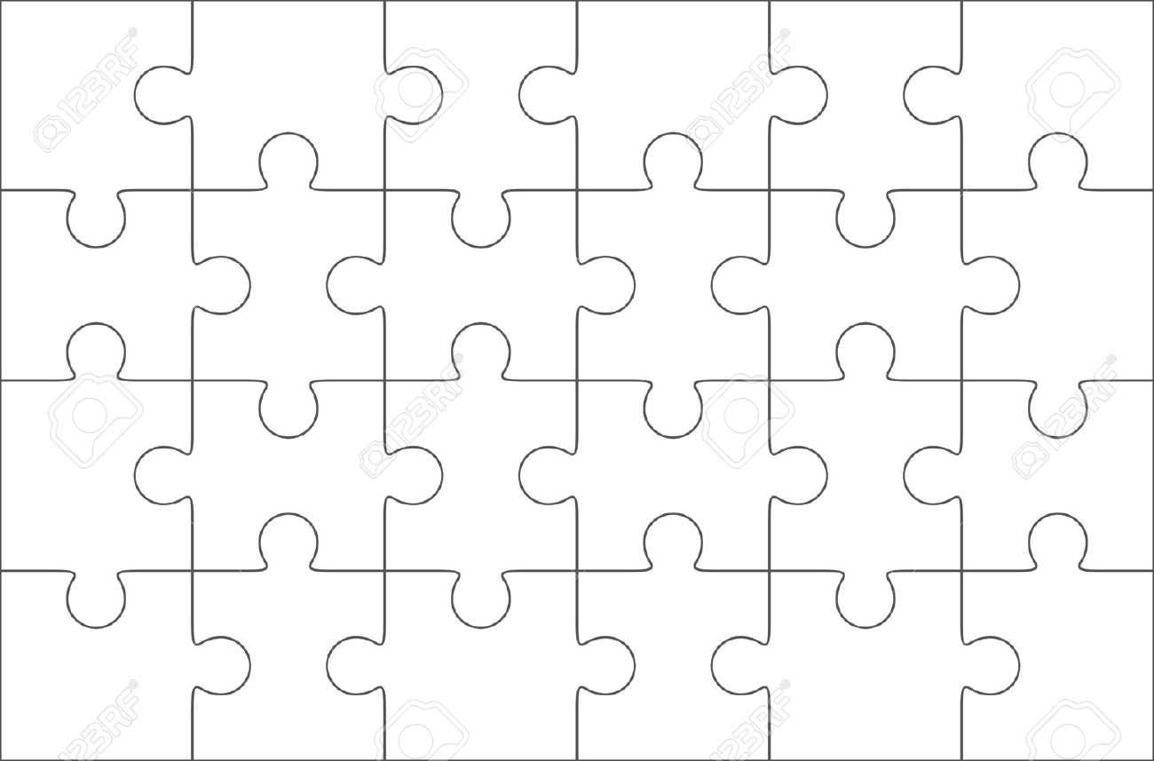 Jigsaw Puzzle Blank Template 6X4 Elements, Twenty Four Puzzle.. For Blank Jigsaw Piece Template
