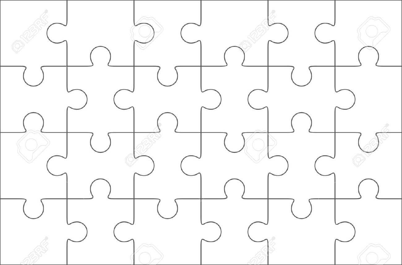 Jigsaw Puzzle Blank Template 6X4 Elements, Twenty Four Puzzle.. For Blank Jigsaw Piece Template