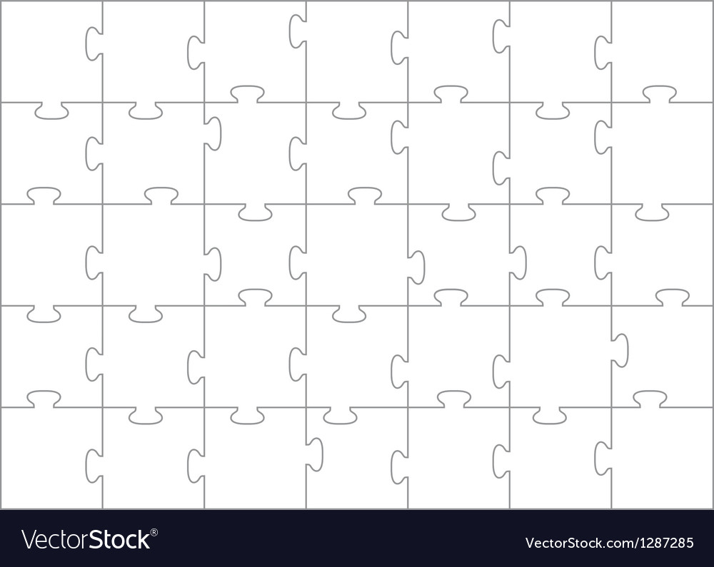 Jigsaw Puzzle Template 35 Pieces With Blank Jigsaw Piece Template