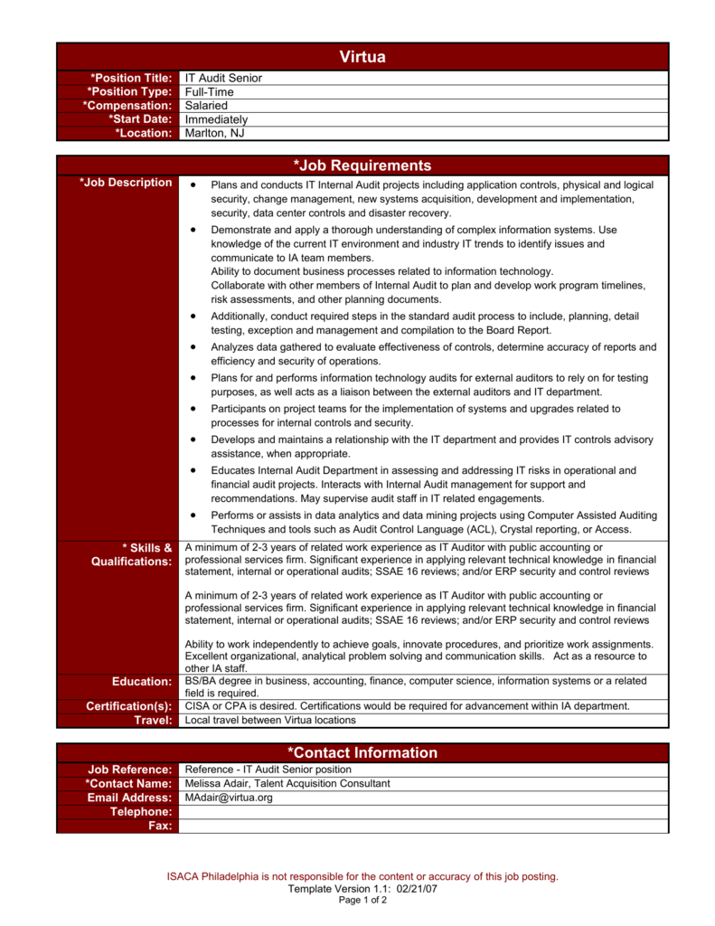 Job Requirements Intended For Ssae 16 Report Template