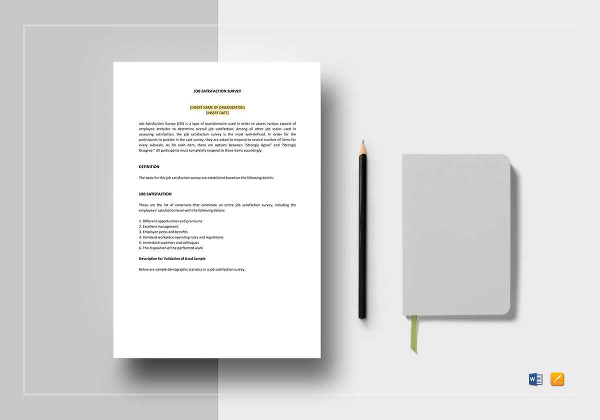 Job Satisfaction Survey Template Regarding Employee Satisfaction Survey Template Word