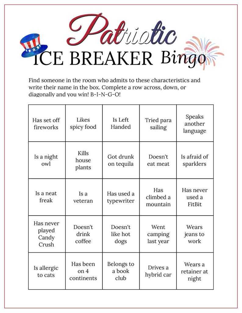 July 4Th Bingo Cards Printable Picnic Game Ice Breaker Get To Know You Throughout Ice Breaker Bingo Card Template