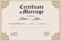 Keepsake Marriage Certificate Template pertaining to Certificate Of Marriage Template