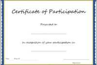 Key Components To Include On Certificate Of Participation with Certificate Of Participation Template Doc