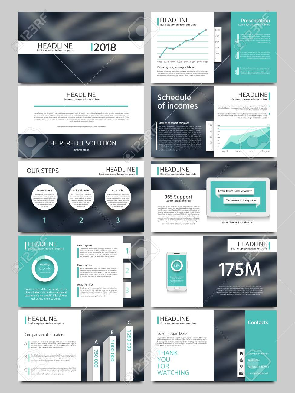Keynote Style Business Presentation Vector Template. Multipurpose.. Inside Keynote Brochure Template