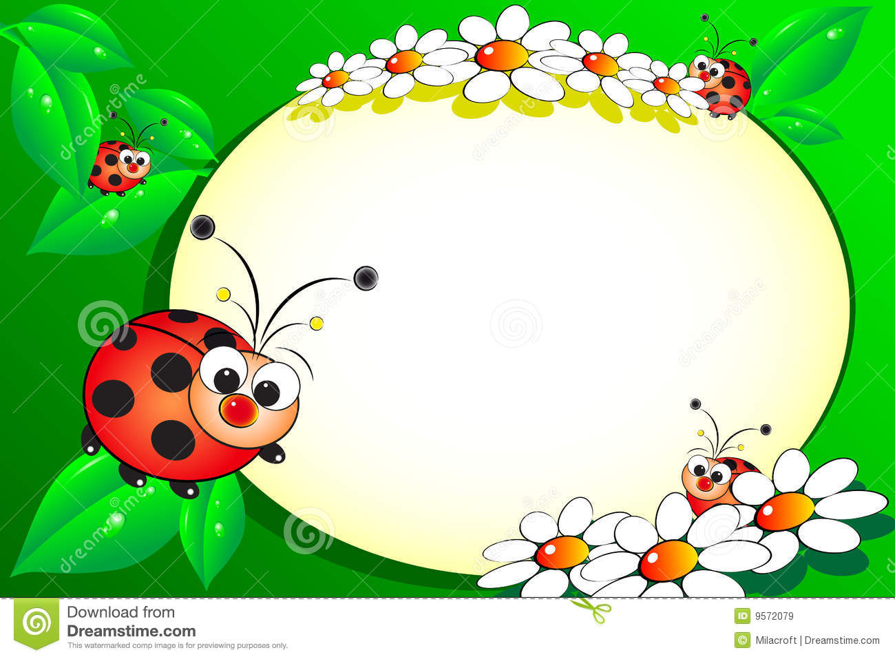 Kid Scrapbook With Blank Frame Message Stock Vector Throughout Blank Ladybug Template