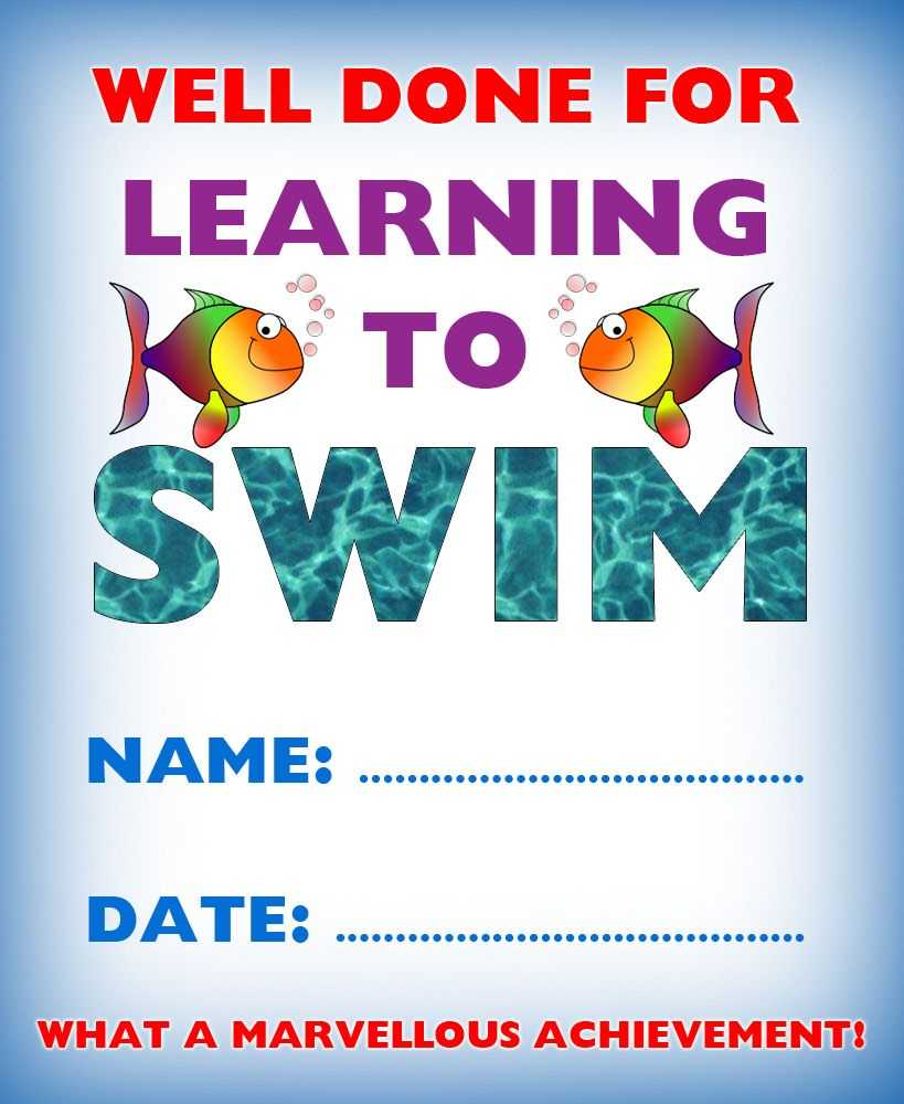 Kids Certificate For Learning To Swim | Swim | Learn To Swim In Swimming Certificate Templates Free