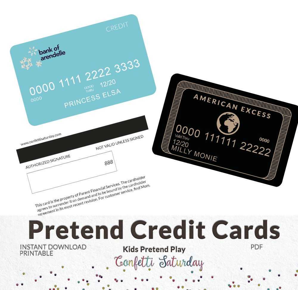 Kids Credit Card – Pretend Play – Imaginary Credit Card In Credit Card Template For Kids