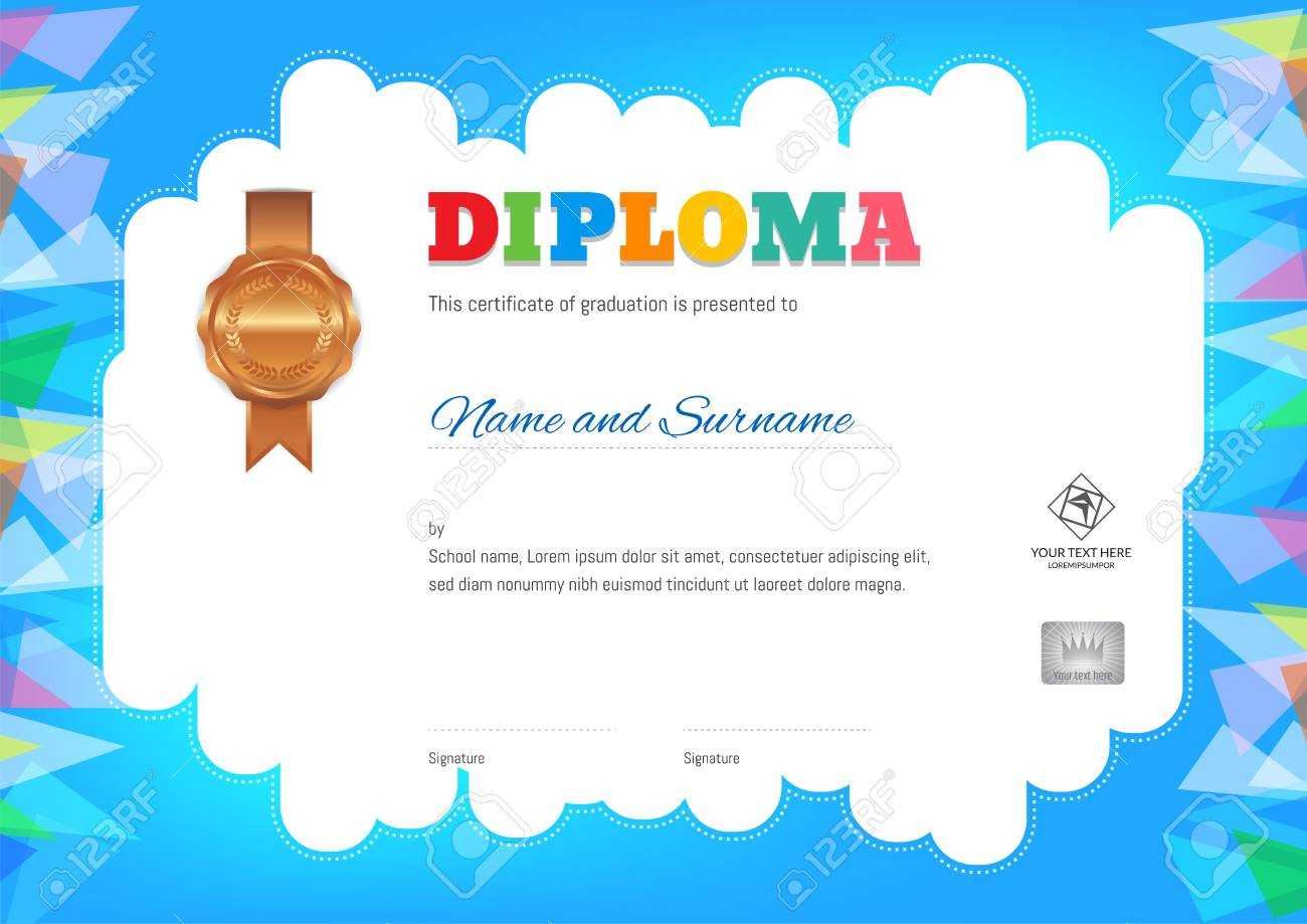 Kids Summer Camp Diploma Or Certificate Template With Photo And.. Within Summer Camp Certificate Template