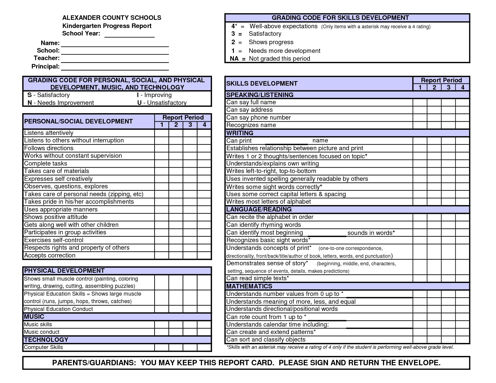 Kindergarten Report Card Template Free Preschool Conference In Kindergarten Report Card Template