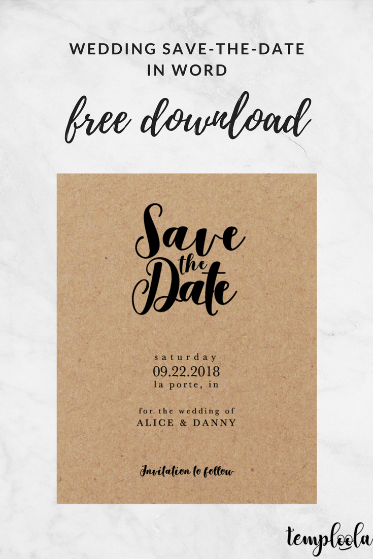 Kraft Black Wedding Save The Date Template | Diy Save The Intended For Save The Date Template Word