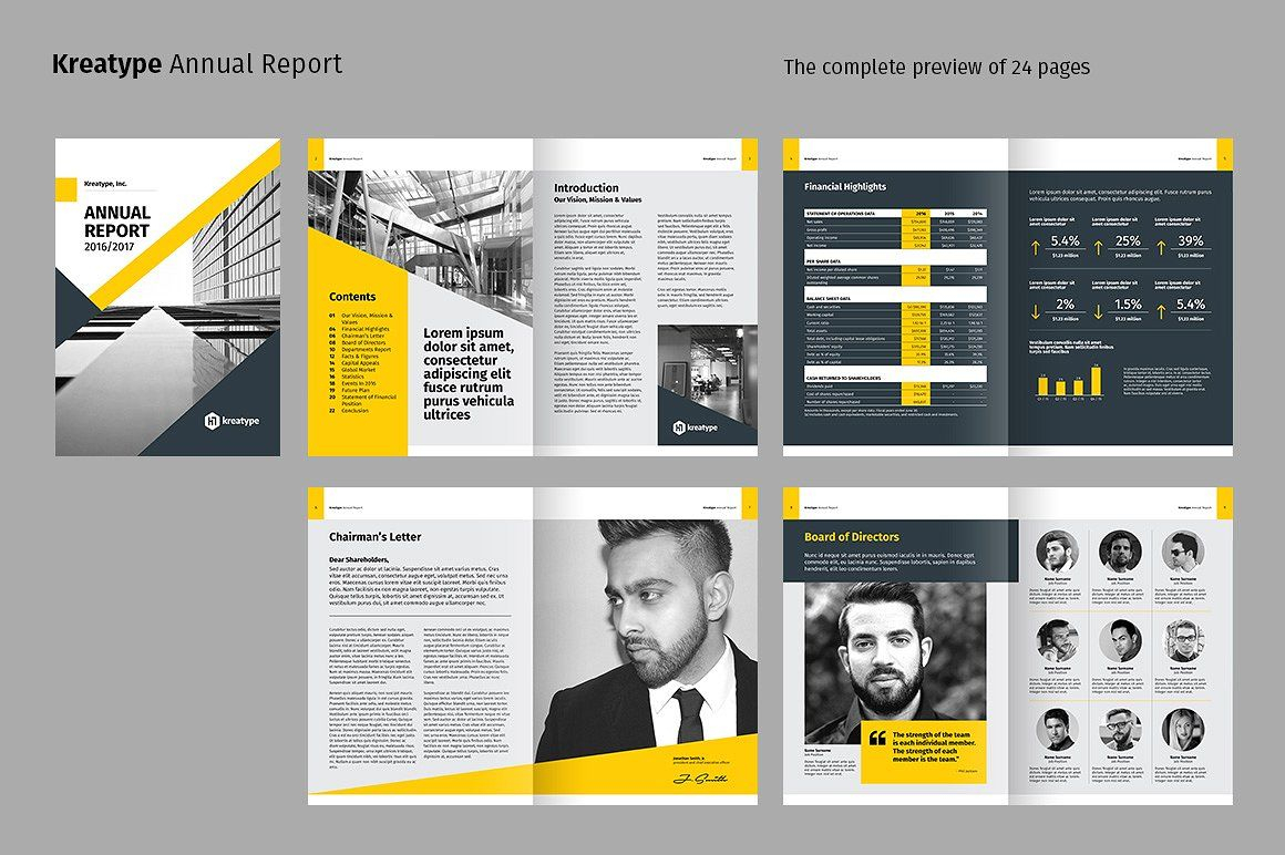 Kreatype Annual Reportkreatype Studio On @creativemarket Inside Chairman's Annual Report Template