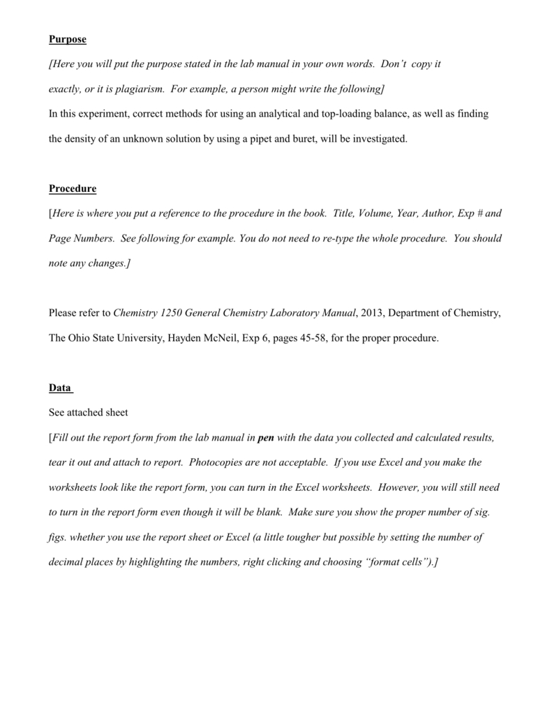 Lab Report Example – Osu Chemistry Intended For Lab Report Template Chemistry
