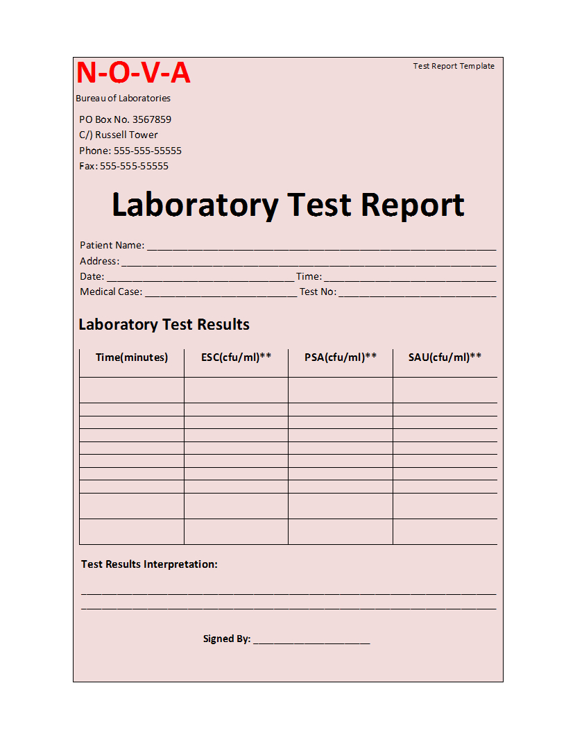 Laboratory Test Report Template For Weekly Test Report Template