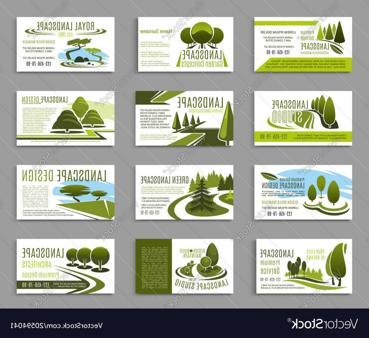 Landscape Design Studio Business Card Template Vector Throughout Landscaping Business Card Template