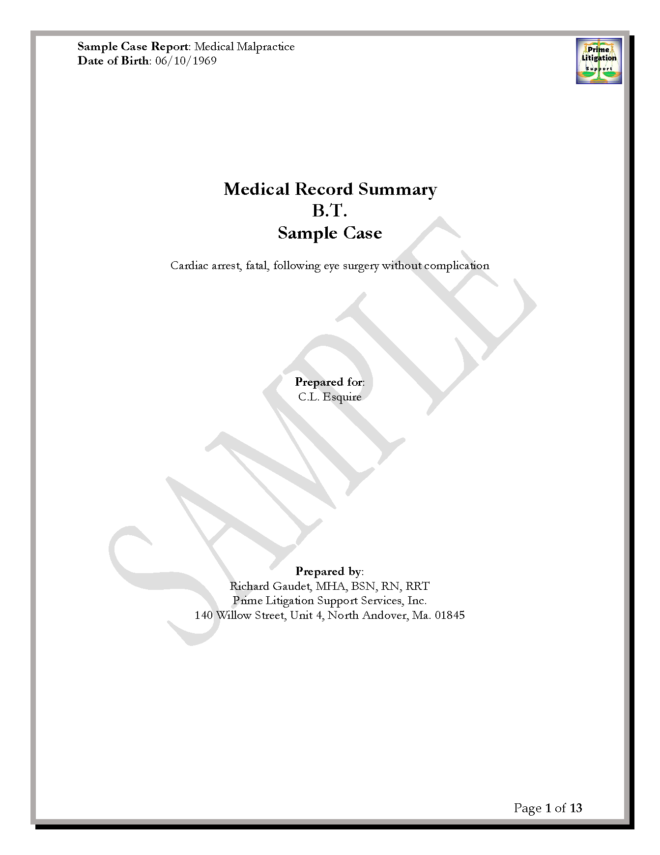 Legal Nurse Consultant Samples Prime Litigation Support For Medical legal-nurse-consultant-samples-prime-litigation-support-for-medical