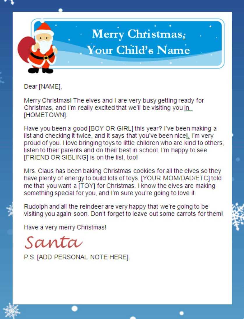 Letter From Santa Templates Free | Printable Santa Letters Regarding Santa Letter Template Word