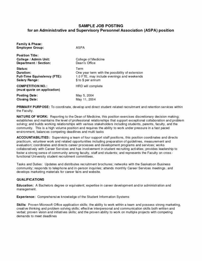 Internal Job Posting Template Word CUMED ORG
