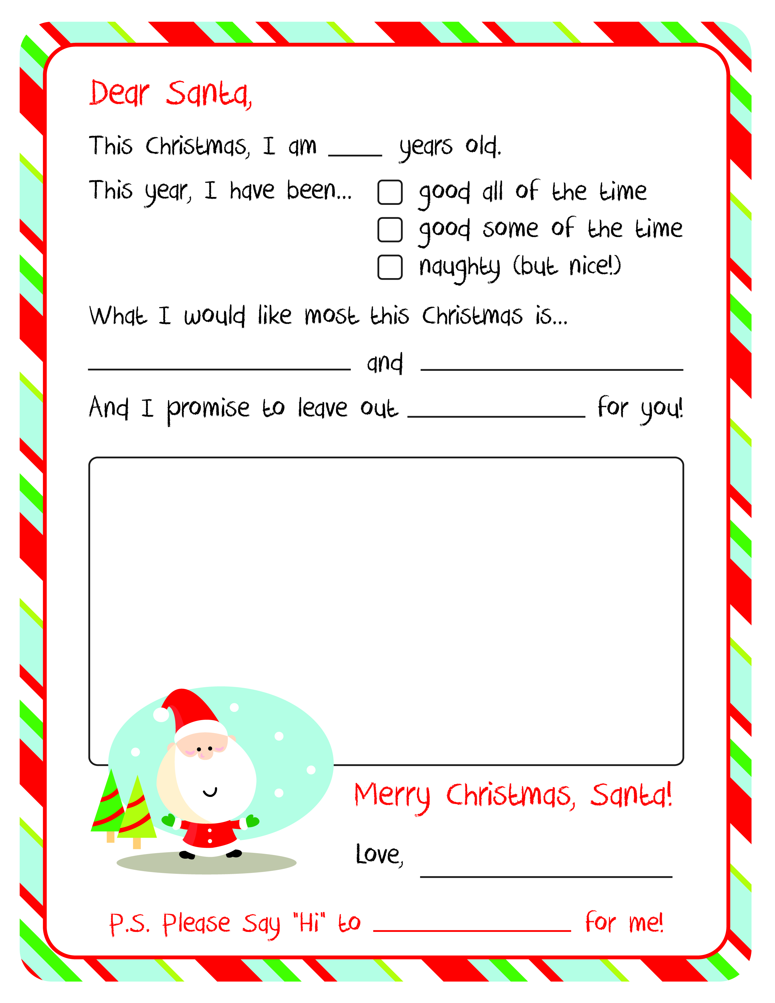 Letter To Santa – Free Printable In Letter From Santa Template Word