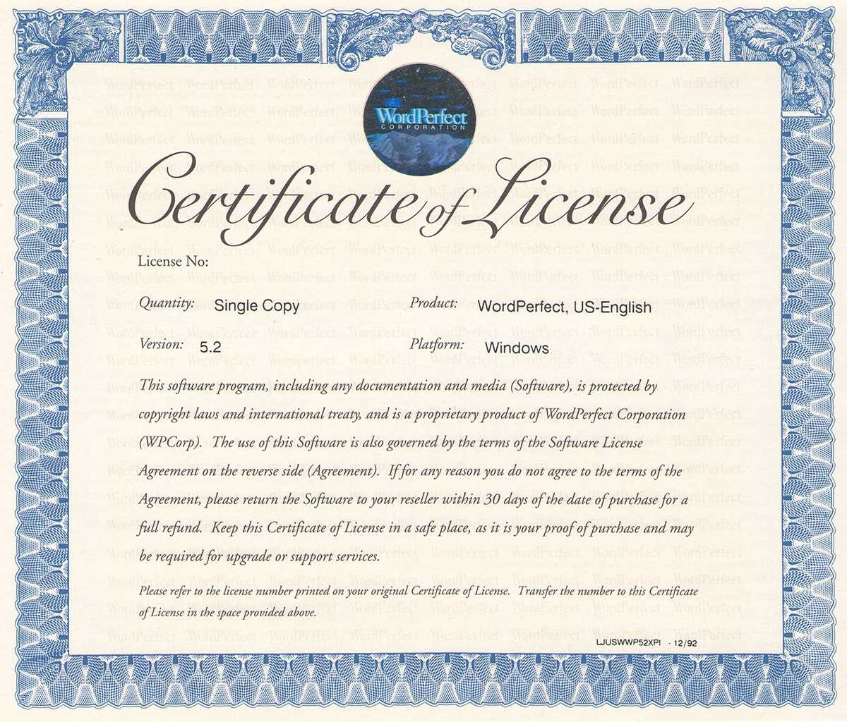 License Certificate Template Ten Moments That Basically For Certificate Of License Template