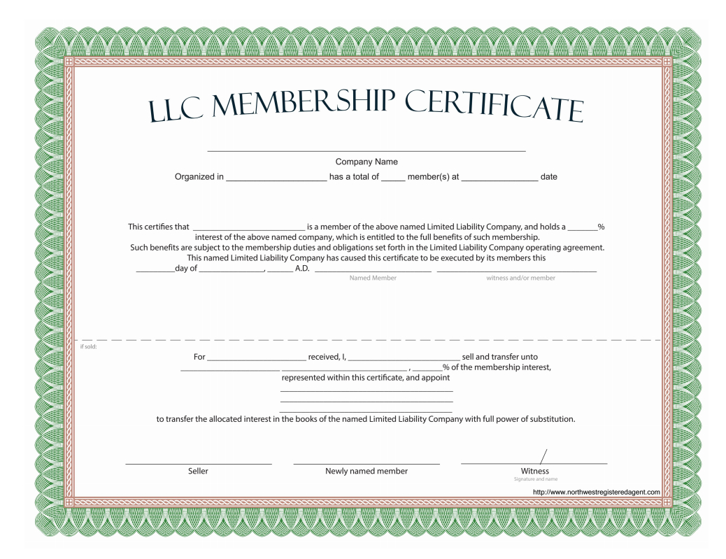 Llc Membership Certificate – Free Template For Llc Membership Certificate Template