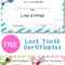 Lost Tooth Certificate | Tooth Fairy Certificate, Teaching With Free Tooth Fairy Certificate Template
