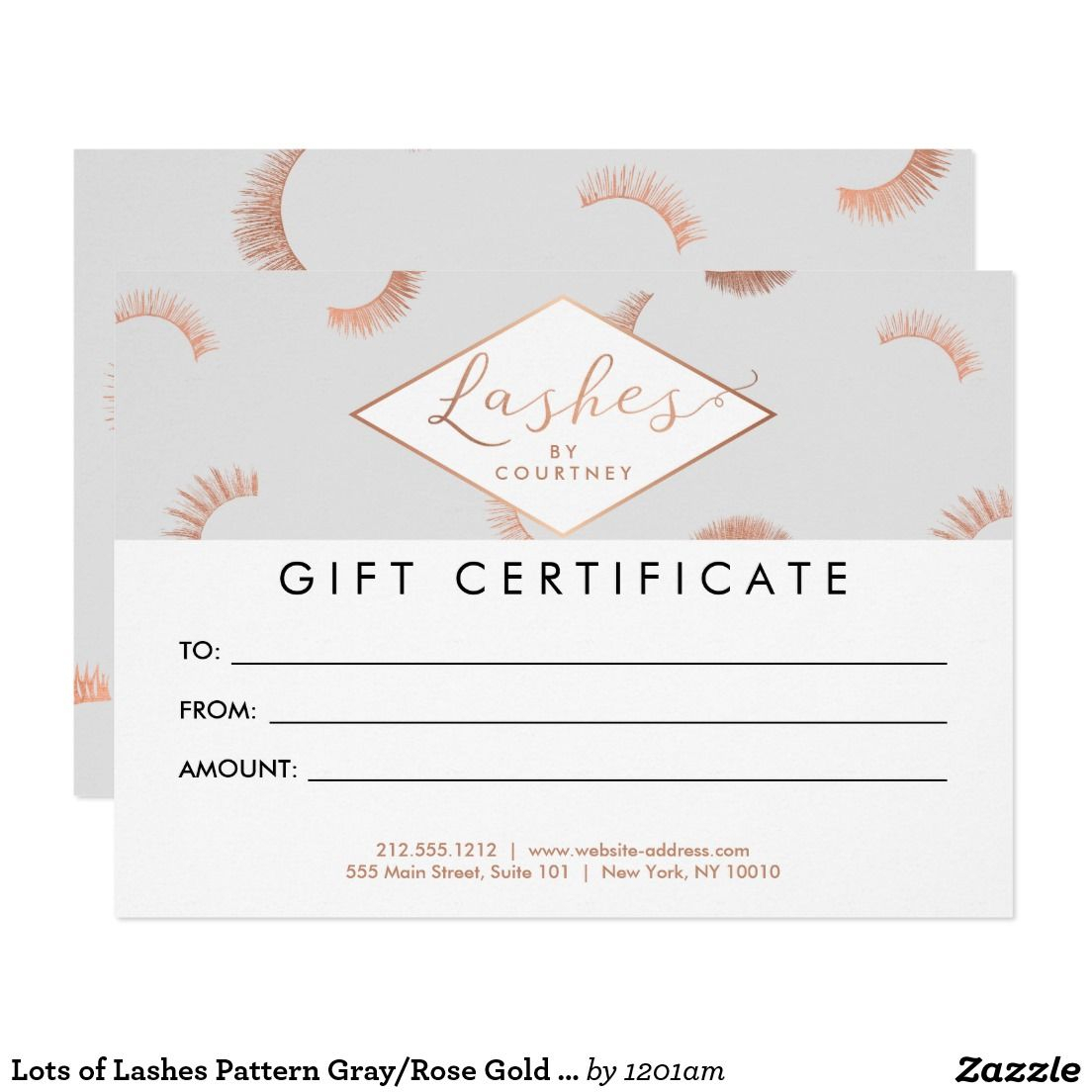 Lots Of Lashes Pattern Gray/rose Gold Gift Card | Zazzle For Pink Gift Certificate Template