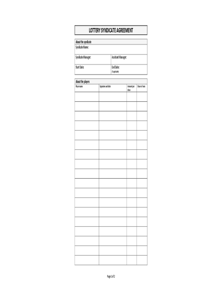 Lottery Syndicate Agreement Form – 6 Free Templates In Pdf Within Lottery Syndicate Agreement Template Word