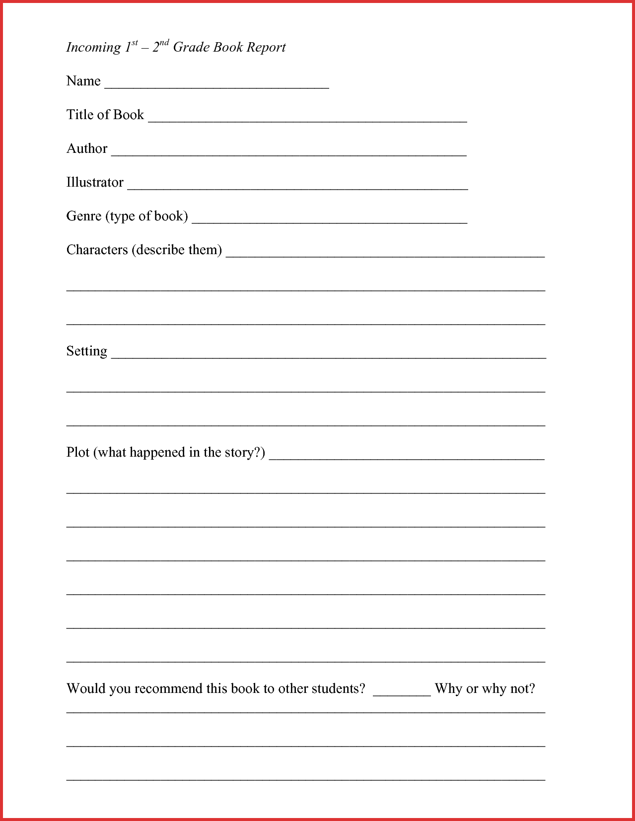 Lovely 2Nd Grade Book Report Template | Job Latter Intended For 2Nd Grade Book Report Template