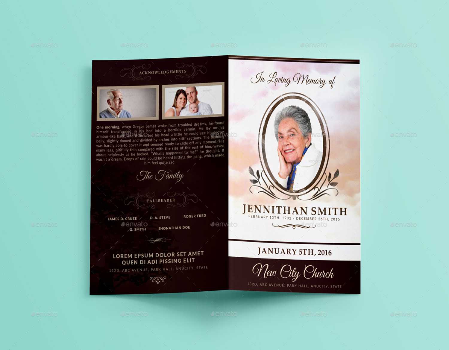 Loving Memory Funeral Program Brochure Template 01 Inside Memorial Brochure Template