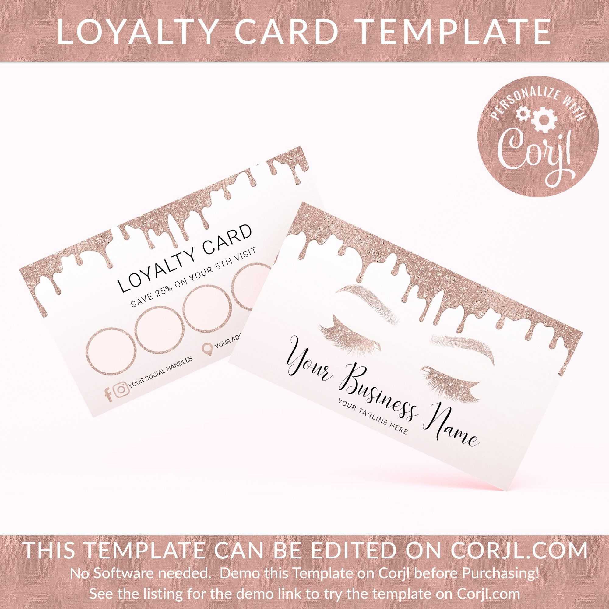 Loyalty Card Template, Loyalty Card, Custom Lash Card Intended For Loyalty Card Design Template