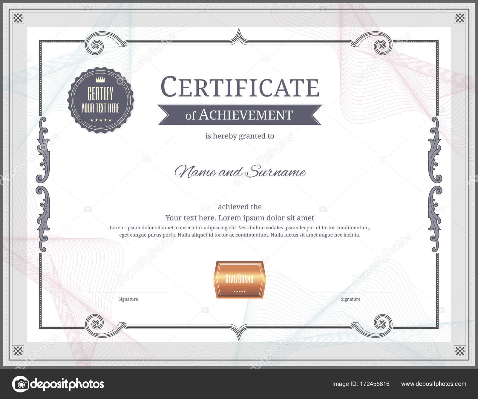 Luxury Certificate Template With Elegant Border Frame Within Commemorative Certificate Template