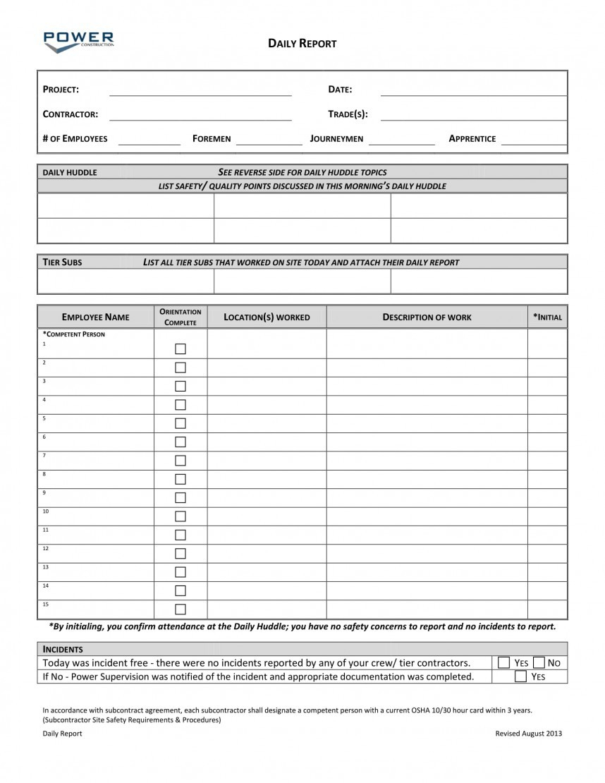 Magnificent Construction Daily Log Template Ideas Form Pdf In Superintendent Daily Report Template