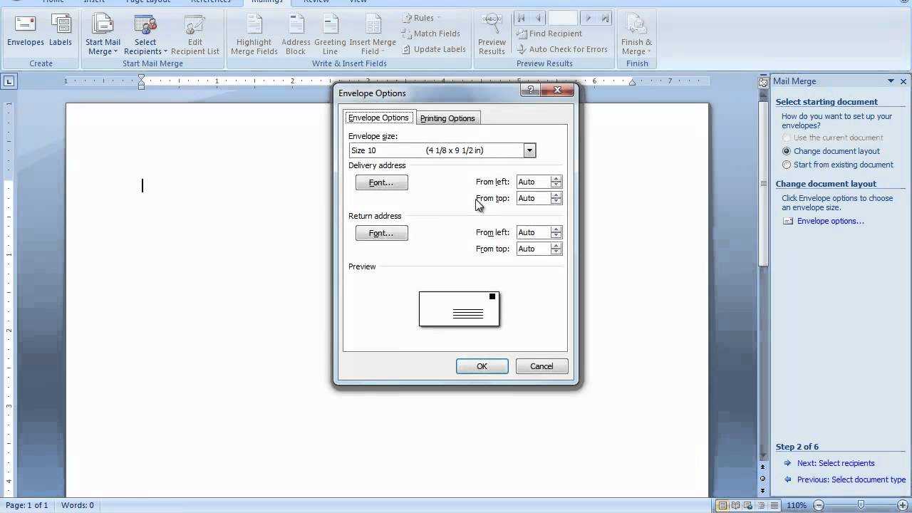 Mail Merge Envelopes In Word 2007 Or Word 2010 Regarding Word 2013 Envelope Template