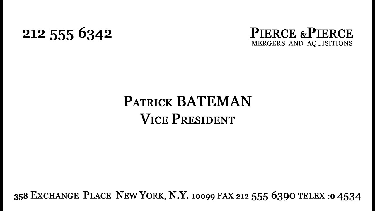Make Patrick Bateman's Business Card Inside Paul Allen Business Card Template