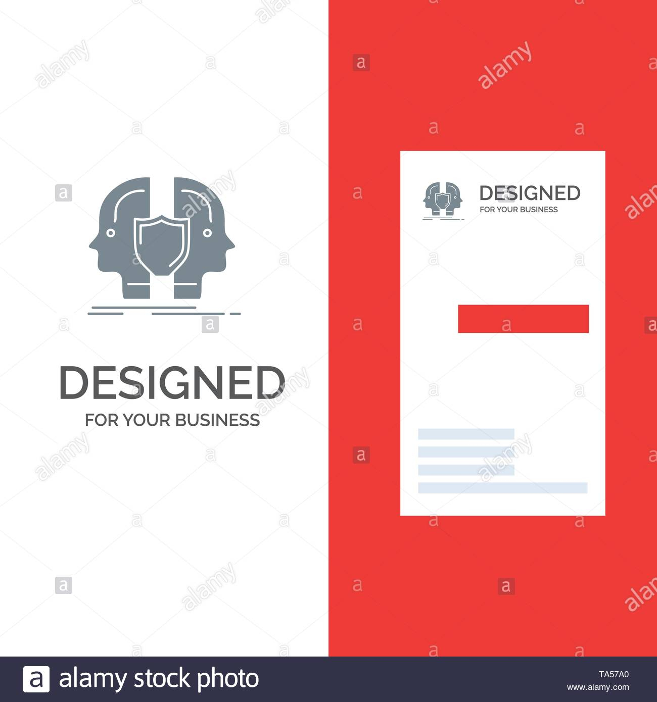 Man, Face, Dual, Identity, Shield Grey Logo Design And Inside Shield Id Card Template