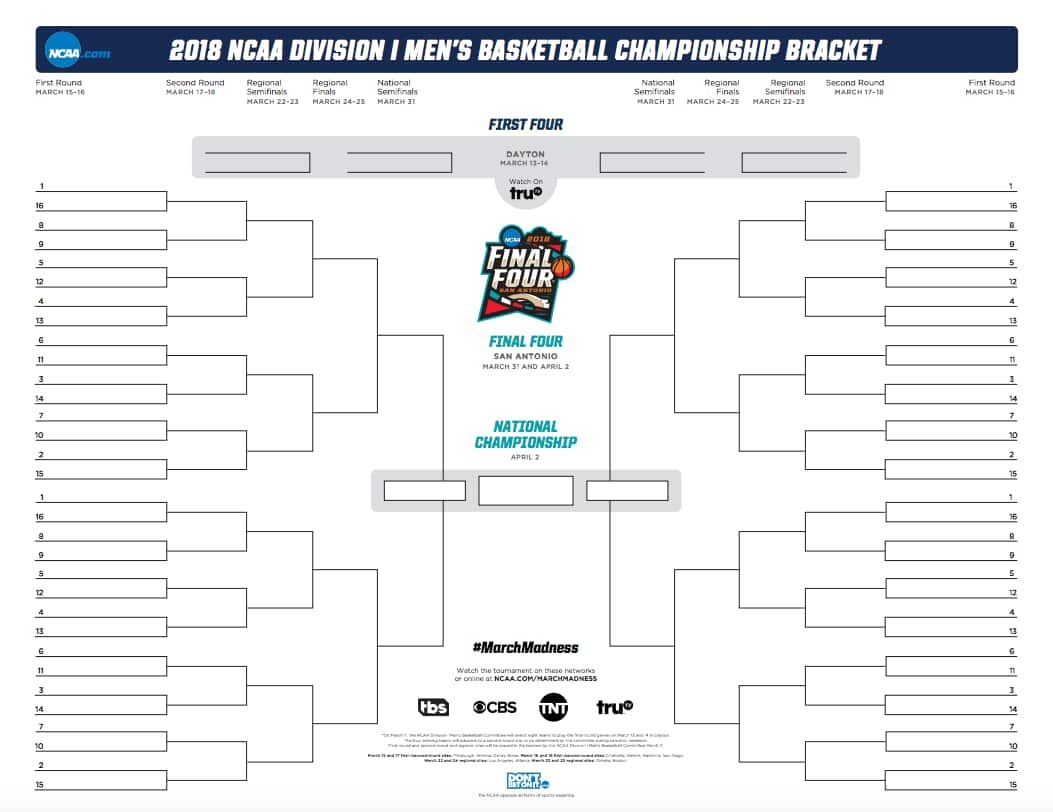 March Madness Bracket 2018: Official And Printable .pdf For With Regard To Blank Ncaa Bracket Template